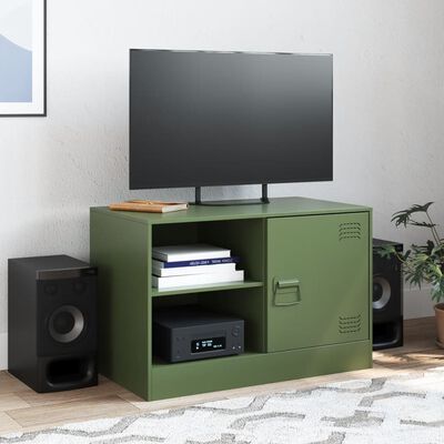 vidaXL Móvel de TV 67x39x44 aço verde azeitona