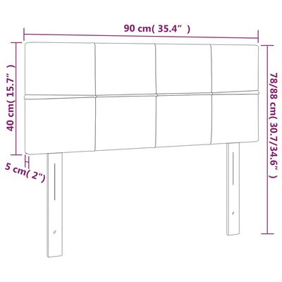 vidaXL Cabeceira cama luzes LED tecido 90x5x78/88cm cinza-acastanhado