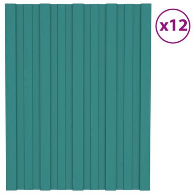 vidaXL Painel de telhado 12 pcs 60x45 cm aço galvanizado verde