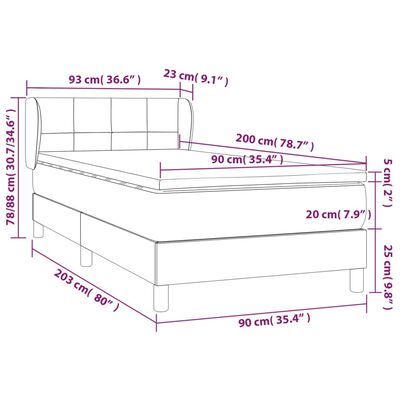 vidaXL Cama com molas/colchão 90x200 cm veludo verde-escuro