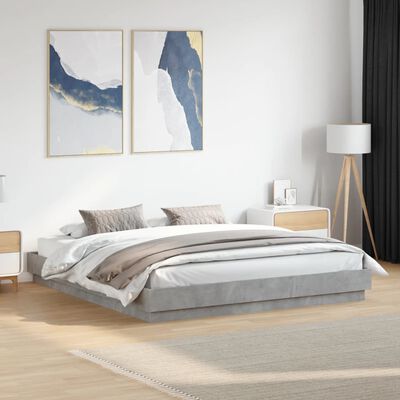 vidaXL Estrutura de cama 200x200 cm derivados de madeira cinza cimento