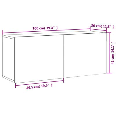 vidaXL Móvel de parede para TV 100x30x41 cm cinzento sonoma