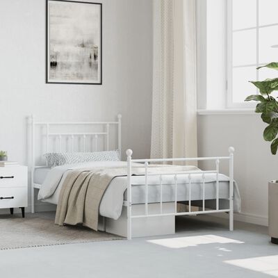 vidaXL Estrutura de cama com cabeceira e pés 100x190 cm metal branco