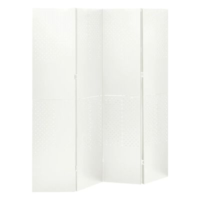 vidaXL Divisórias/biombos com 4 painéis 2 pcs aço 160x180 cm branco