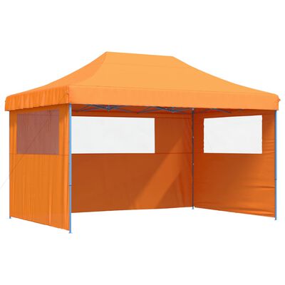 vidaXL Tenda para festas pop-up dobrável c/ 3 paredes laterais laranja