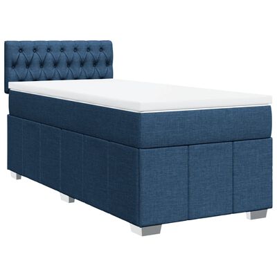 vidaXL Cama com molas/colchão 90x190 cm tecido azul