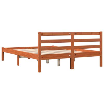 vidaXL Cama sem colchão 135x190 cm madeira pinho maciça castanho-mel