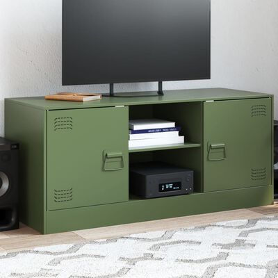 vidaXL Móvel de TV 99x39x44 aço verde azeitona