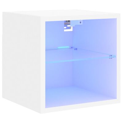 vidaXL Móvel de parede para TV com luzes LED 30x28,5x30 cm branco