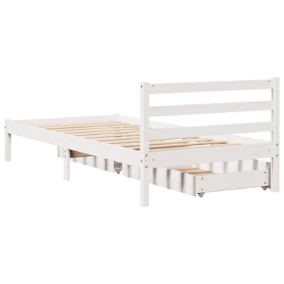 vidaXL Cama sem colchão 75x190 cm madeira de pinho maciça branco