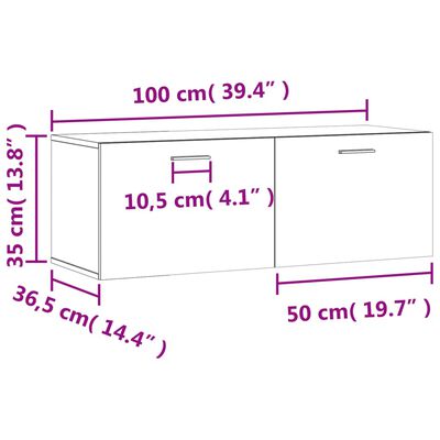 vidaXL Armário parede 100x36,5x35 cm derivados de madeira branco