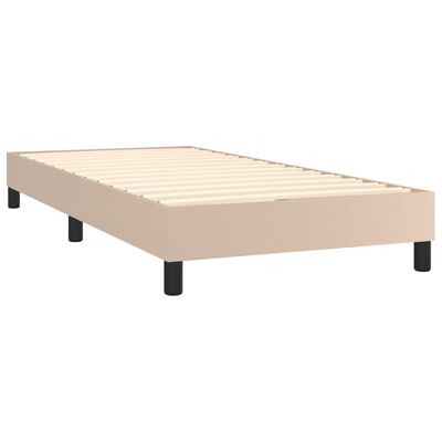 vidaXL Cama com molas/colchão 90x200 cm couro artificial cappuccino