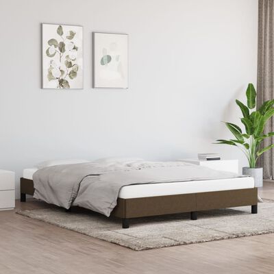 vidaXL Estrutura de cama sem colchão 140x200 cm tecido castanho-escuro