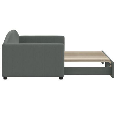 vidaXL Sofá-cama com gavetão 90x190 cm tecido cinzento-escuro