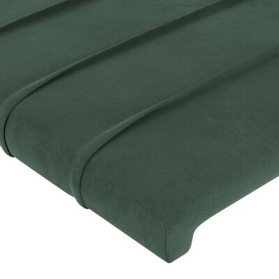 vidaXL Cabeceira cama c/ luzes LED veludo 203x16x78/88 cm verde-escuro