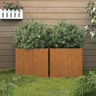 vidaXL Vasos/floreiras 2 pcs 42x40x39 cm aço corten