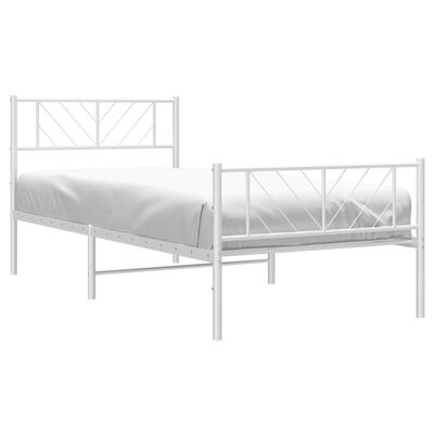 vidaXL Estrutura de cama com cabeceira e pés 107x203 cm metal branco