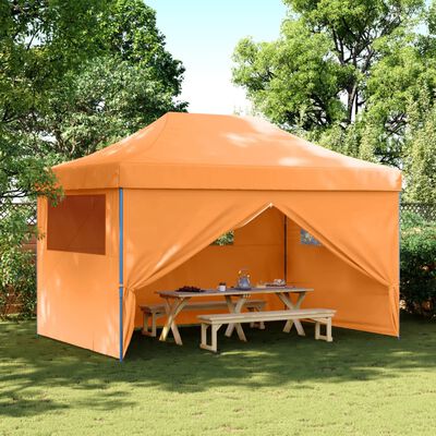 vidaXL Tenda para festas pop-up dobrável c/ 4 paredes laterais laranja