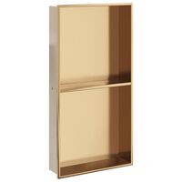 vidaXL Nicho parede p/ duche 32x62x9cm aço inoxidável dourado escovada