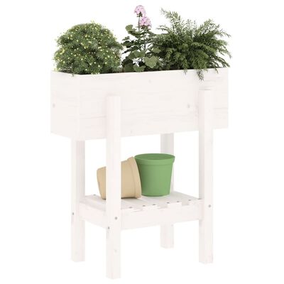 vidaXL Vaso/floreira de jardim 62x30x69 cm pinho maciço branco