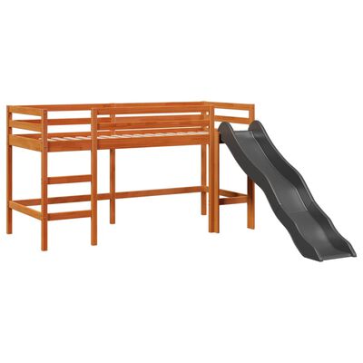 vidaXL Cama alta para criança com túnel 80x200 cm pinho maciço azul