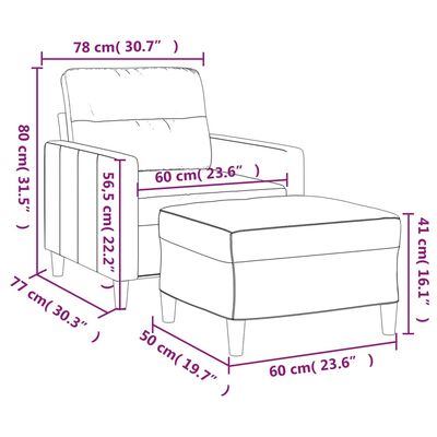 vidaXL Poltrona com apoio de pés 60 cm tecido cinzento-escuro