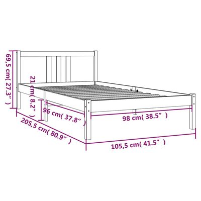 vidaXL Estrutura de cama 100x200 cm madeira maciça castanho mel