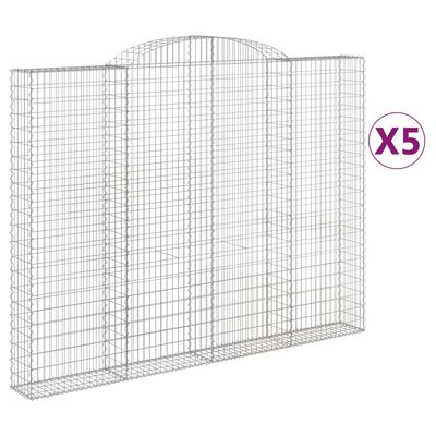 vidaXL Cestos gabião arqueados 5pcs 300x30x220/240cm ferro galvanizado