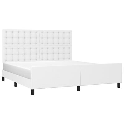 vidaXL Estrutura cama c/ cabeceira 180x200 cm couro artificial branco