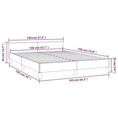 vidaXL Estrutura cama c/ cabeceira 140x190cm couro artificial cinzento