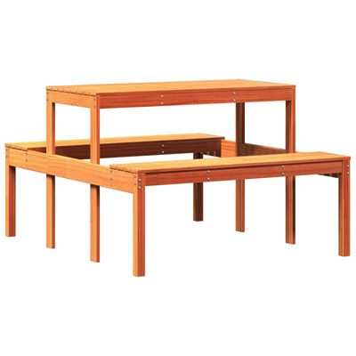 vidaXL Mesa de piquenique 110x134x75 cm pinho maciço castanho-mel