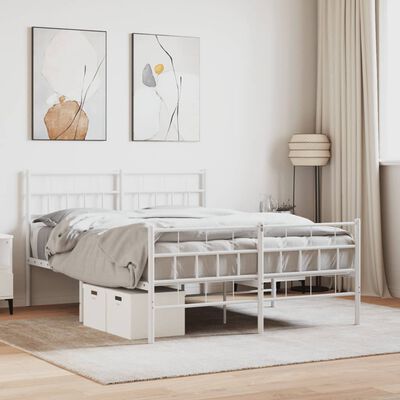 vidaXL Estrutura de cama com cabeceira e pés 140x200 cm metal branco