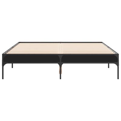 vidaXL Estrutura de cama 135x190 cm derivados de madeira/metal preto