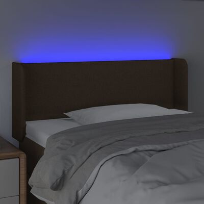 vidaXL Cabeceira de cama c/ luzes LED tecido 103x16x78/88 cm castanho