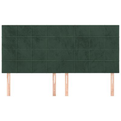 vidaXL Cabeceira de cama 4 pcs veludo 100x5x78/88 cm verde-escuro