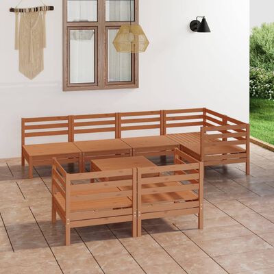 vidaXL 8 pcs conjunto lounge de jardim pinho maciço castanho mel