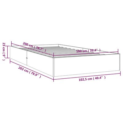 vidaXL Estrutura de cama 100x200 cm madeira maciça branco