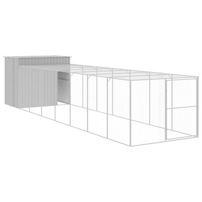 vidaXL Casota cães c/ parque 214x865x181 cm aço galvaniz. cinza-claro