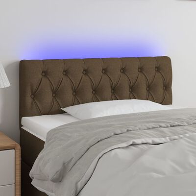 vidaXL Cabeceira de cama c/ luzes LED tecido 100x7x78/88 cm castanho