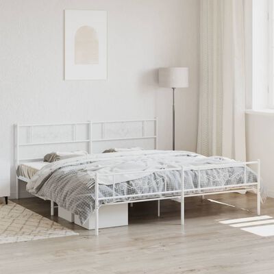 vidaXL Estrutura de cama com cabeceira e pés 180x200 cm metal branco