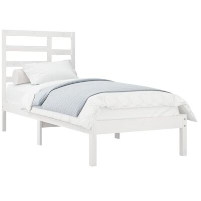 vidaXL Estrutura cama pequena solteiro 75x190 cm madeira maciça branco