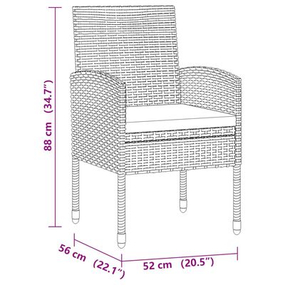 vidaXL 7 pcs conjunto de jantar para exterior vime PE cinzento