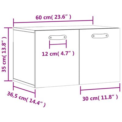 vidaXL Armário parede 60x36,5x35 cm derivados madeira carvalho sonoma