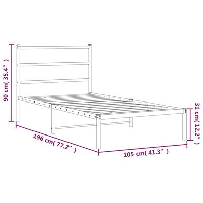 vidaXL Estrutura de cama com cabeceira 100x190 cm metal preto