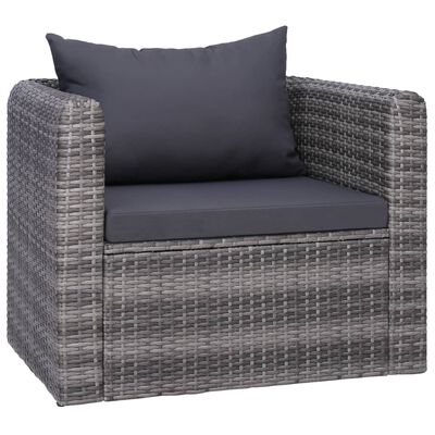 vidaXL 9 pcs conjunto lounge de jardim c/ almofadões vime PE cinzento