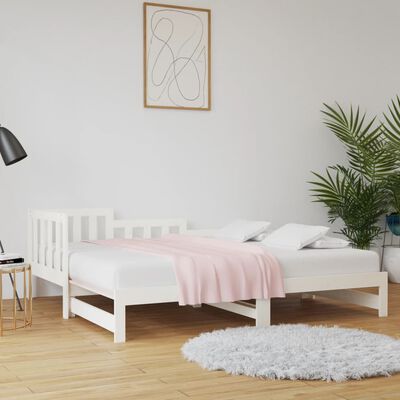 vidaXL Sofá-cama de puxar 2x(80x200) cm pinho maciço branco