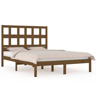 vidaXL Estrutura de cama 120x200 cm madeira pinho maciço castanho mel