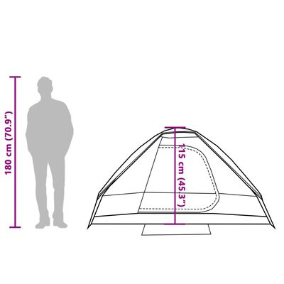 vidaXL Tenda de campismo cúpula p/ 2 pessoas impermeável cinza/laranja