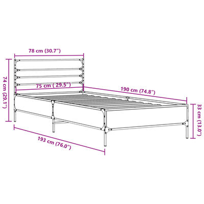 vidaXL Estrutura de cama derivados de madeira/metal carvalho castanho