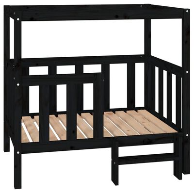 vidaXL Cama para cães 105,5x83,5x100 cm madeira de pinho maciça preto